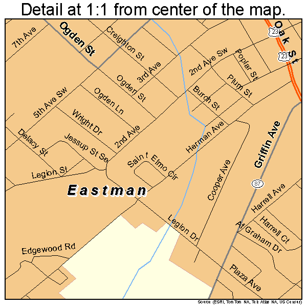 Eastman, Georgia road map detail