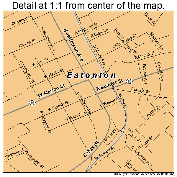 Eatonton, Georgia road map detail