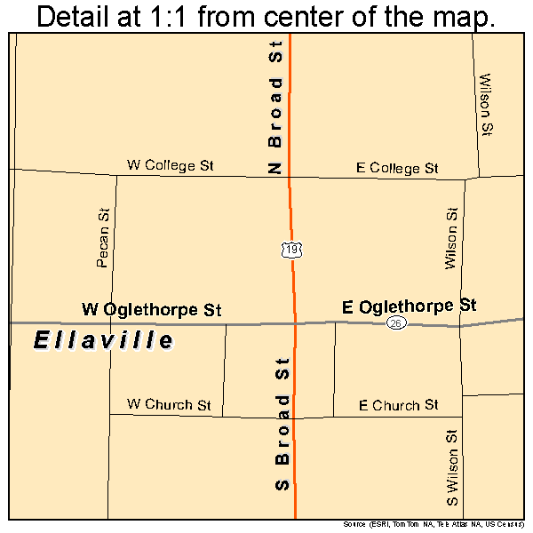 Ellaville, Georgia road map detail