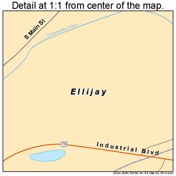 Ellijay, Georgia road map detail
