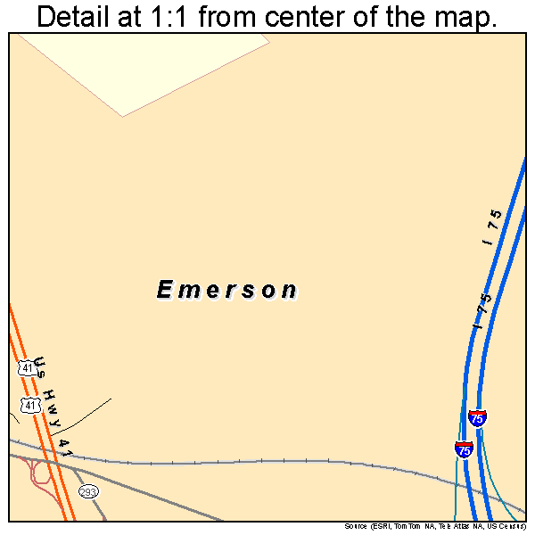 Emerson, Georgia road map detail