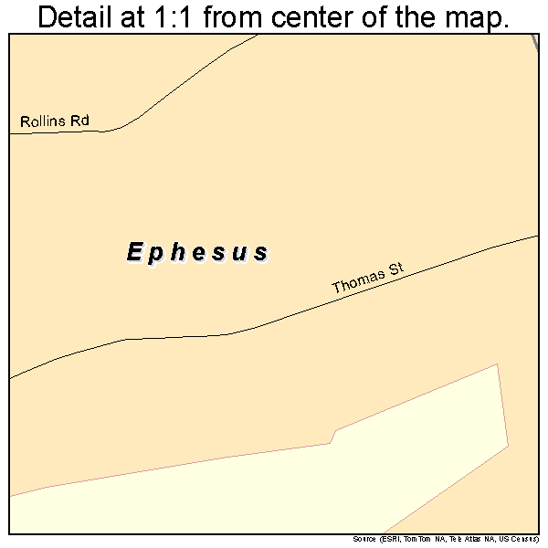 Ephesus, Georgia road map detail