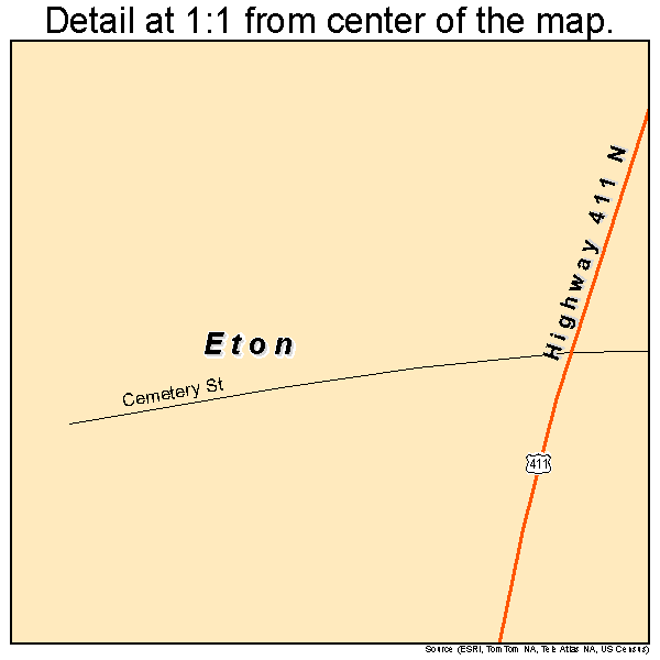 Eton, Georgia road map detail