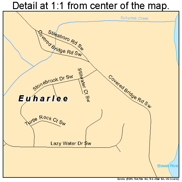Euharlee, Georgia road map detail