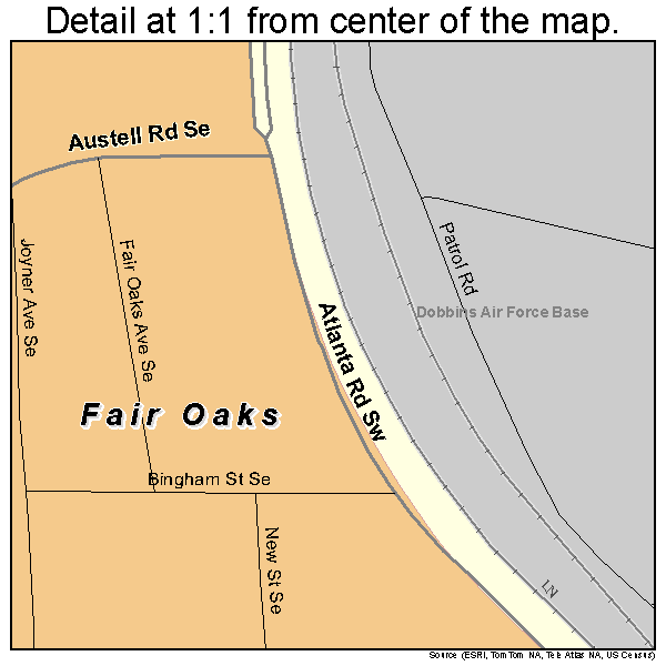 Fair Oaks, Georgia road map detail