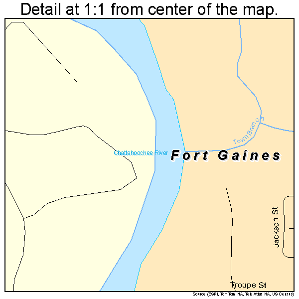 Fort Gaines, Georgia road map detail