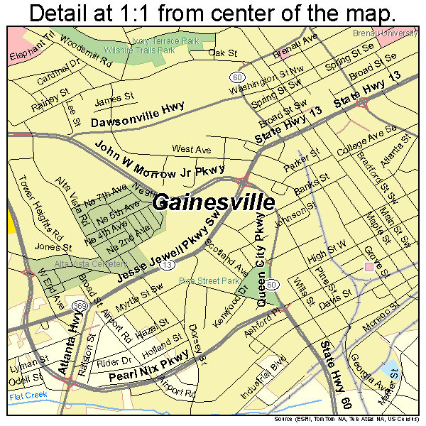 Gainesville, Georgia road map detail