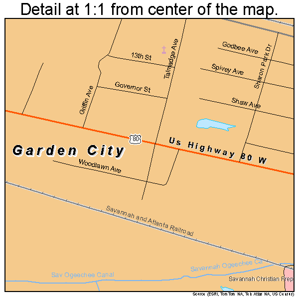 Garden City, Georgia road map detail