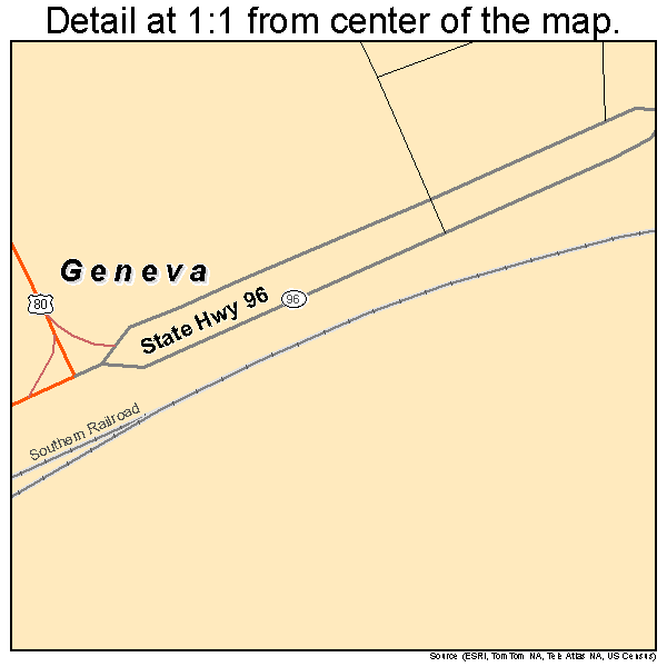 Geneva, Georgia road map detail