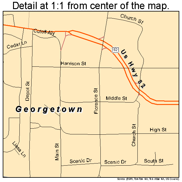 Georgetown, Georgia road map detail