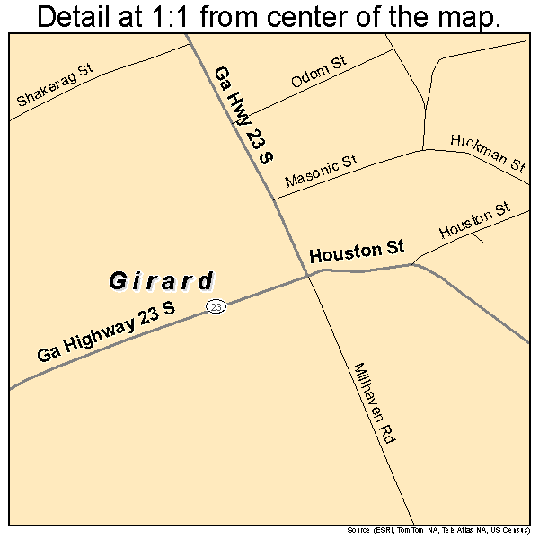 Girard, Georgia road map detail