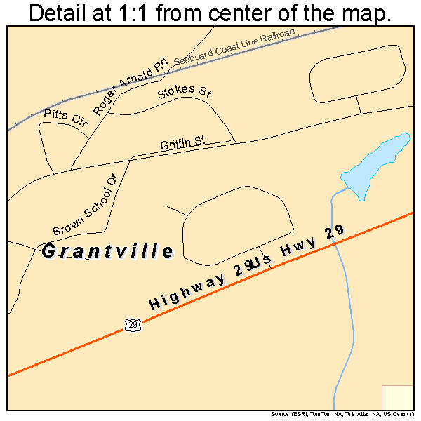 Grantville, Georgia road map detail