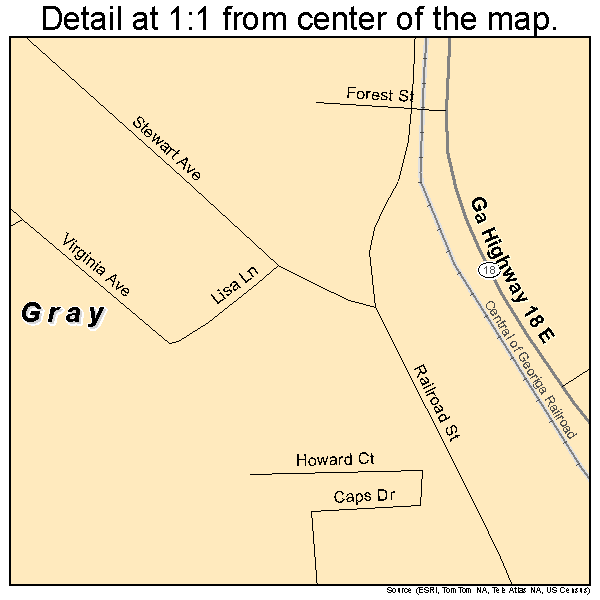 Gray, Georgia road map detail