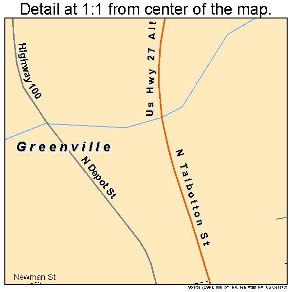 Greenville, Georgia road map detail