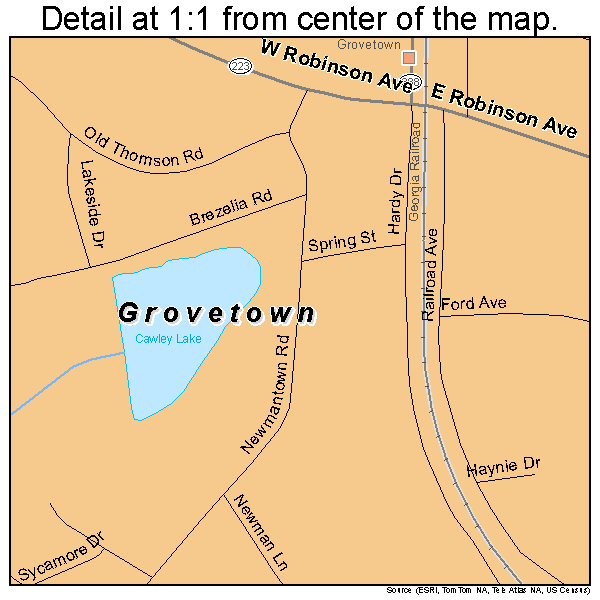 Grovetown, Georgia road map detail