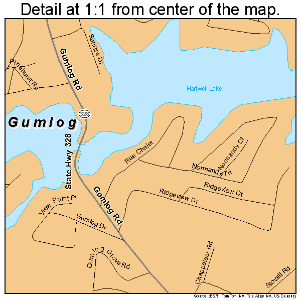 Gumlog, Georgia road map detail