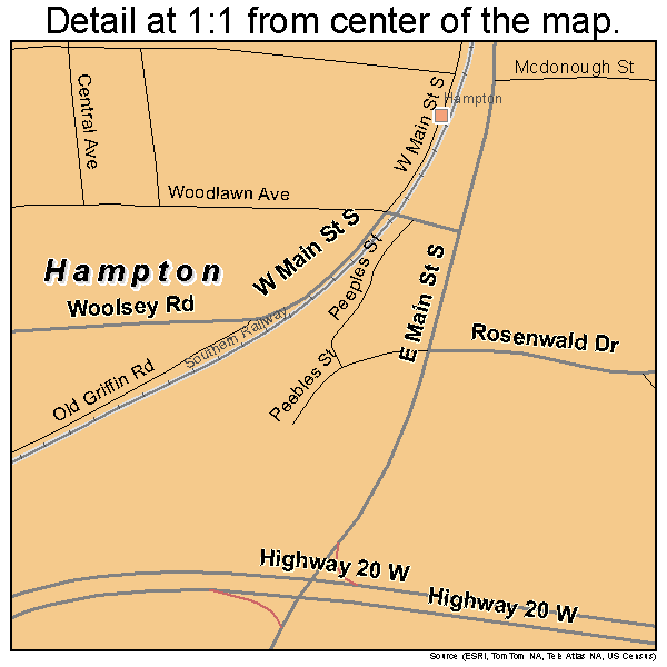Hampton, Georgia road map detail