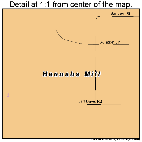 Hannahs Mill, Georgia road map detail