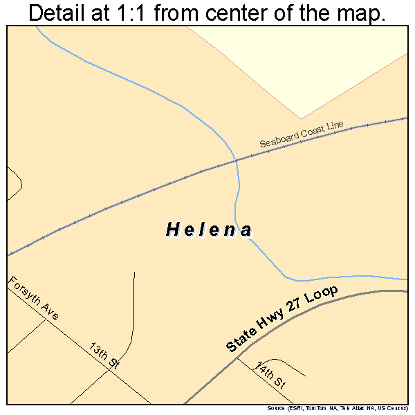 Helena, Georgia road map detail