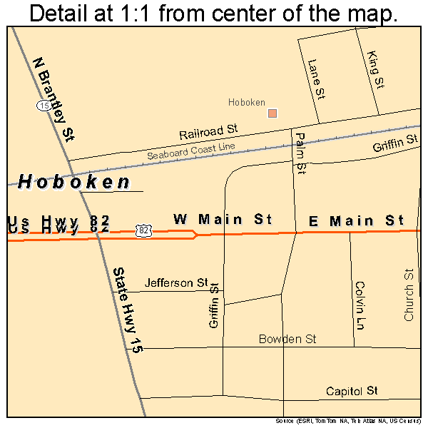 Hoboken, Georgia road map detail