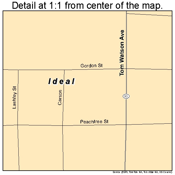 Ideal, Georgia road map detail