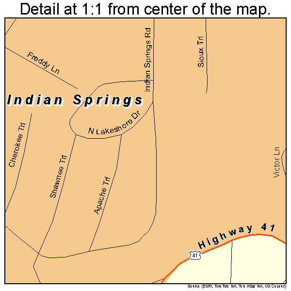 Indian Springs, Georgia road map detail