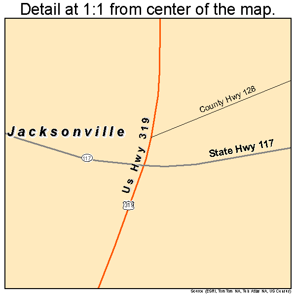 Jacksonville, Georgia road map detail