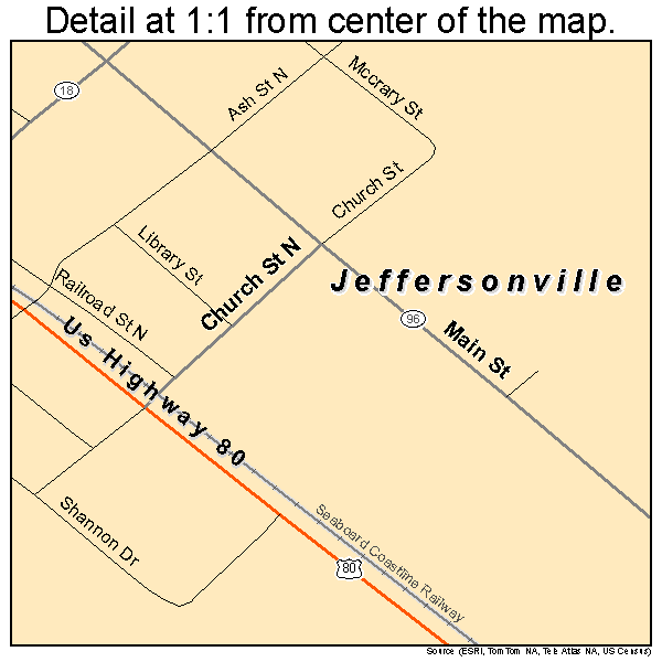 Jeffersonville, Georgia road map detail
