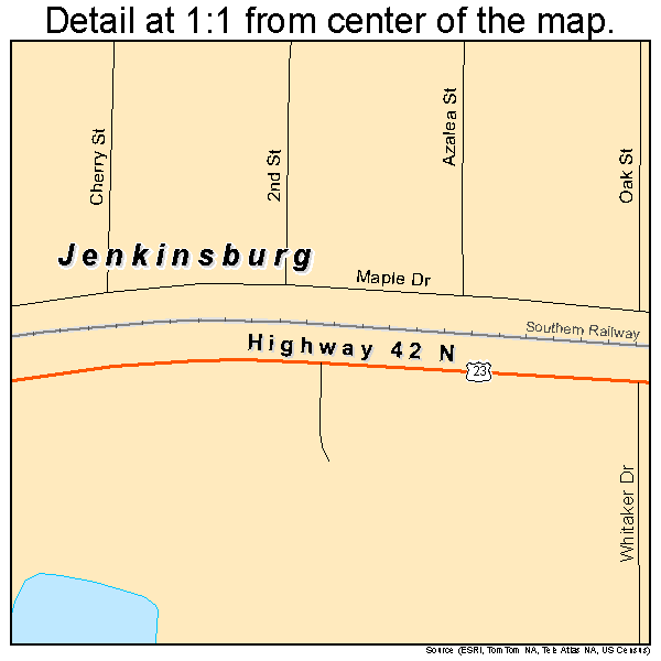Jenkinsburg, Georgia road map detail