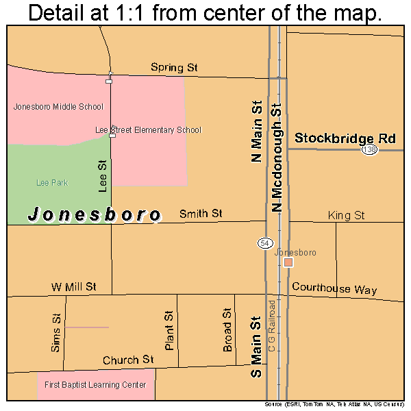 Jonesboro, Georgia road map detail