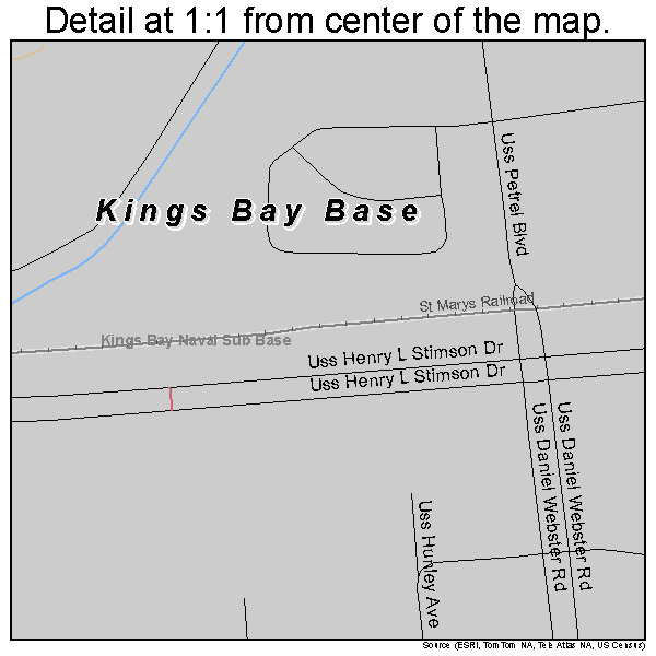 Kings Bay Base, Georgia road map detail