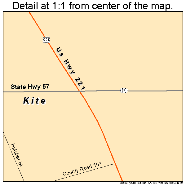 Kite, Georgia road map detail