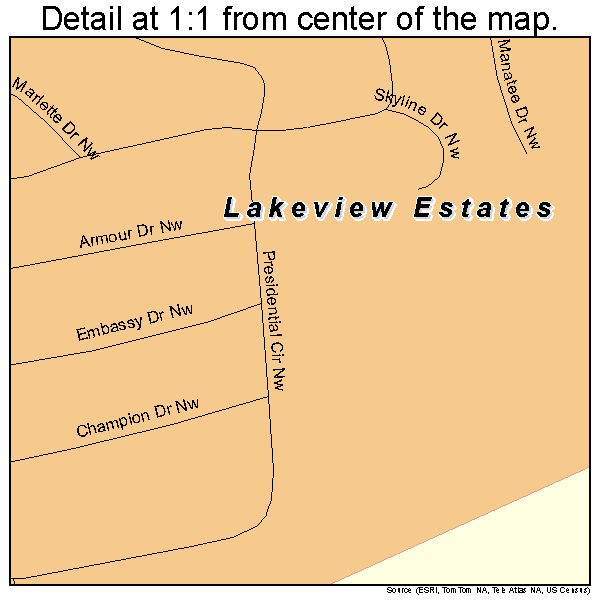 Lakeview Estates, Georgia road map detail