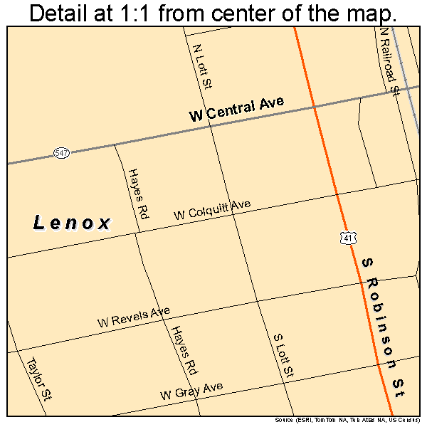 Lenox, Georgia road map detail