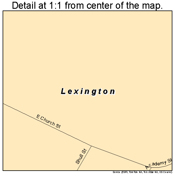 Lexington, Georgia road map detail