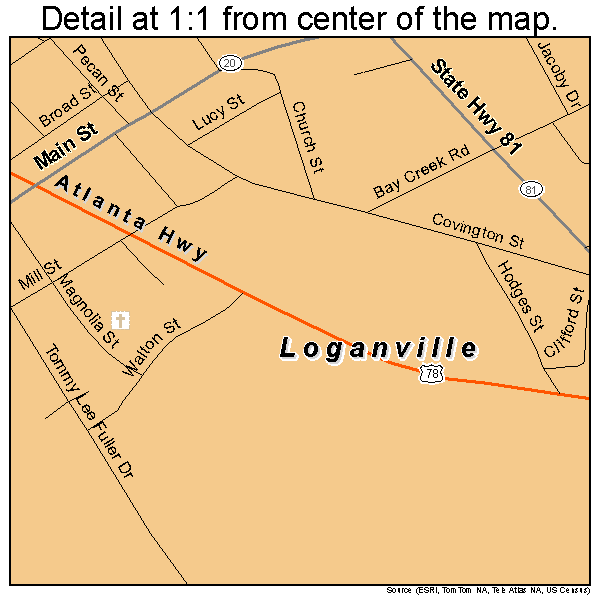 Loganville, Georgia road map detail