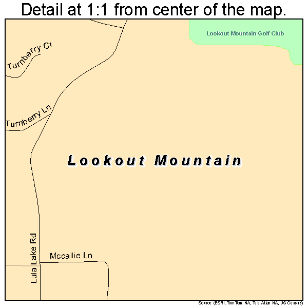 Lookout Mountain, Georgia road map detail