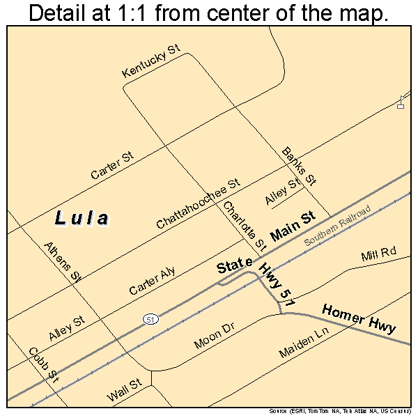 Lula, Georgia road map detail