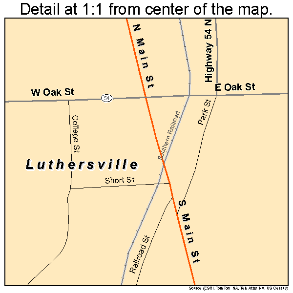 Luthersville, Georgia road map detail