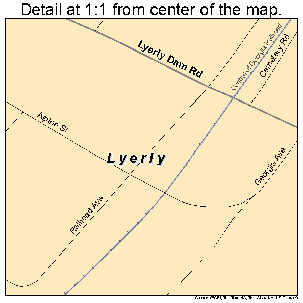 Lyerly, Georgia road map detail