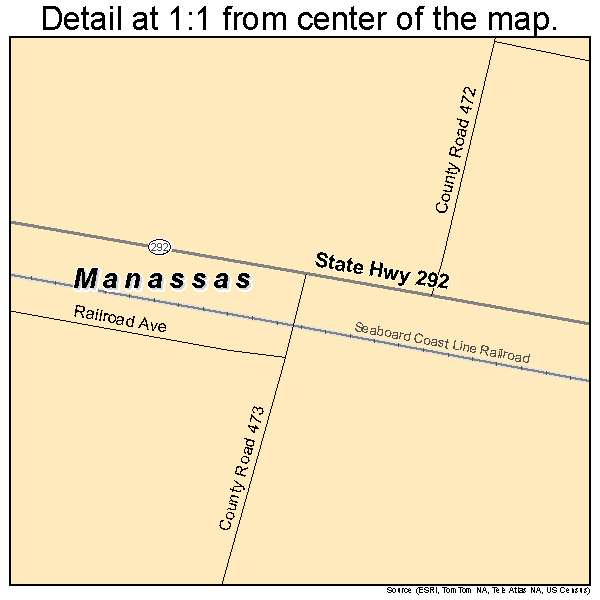 Manassas, Georgia road map detail