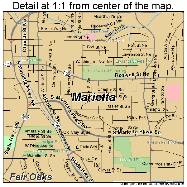 Marietta, Georgia road map detail