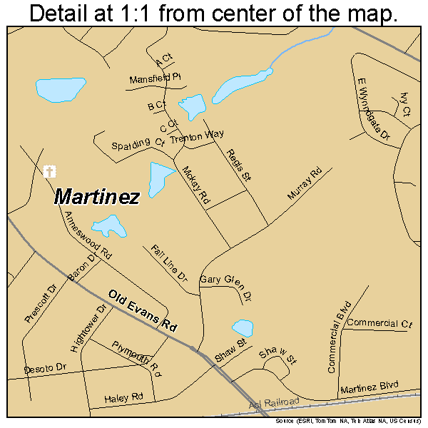 Martinez, Georgia road map detail