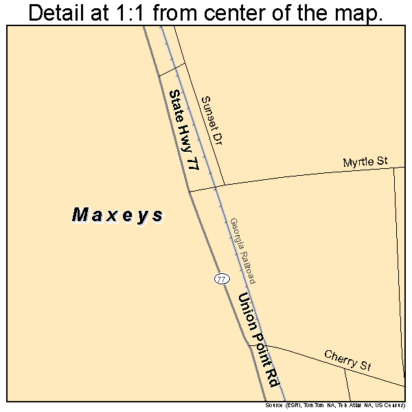 Maxeys, Georgia road map detail