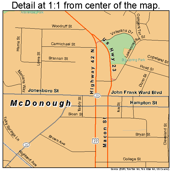 McDonough, Georgia road map detail