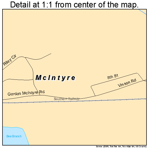 McIntyre, Georgia road map detail