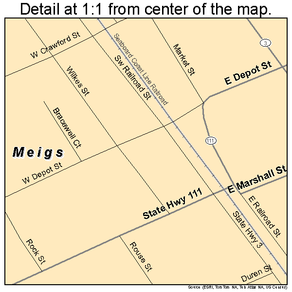 Meigs, Georgia road map detail