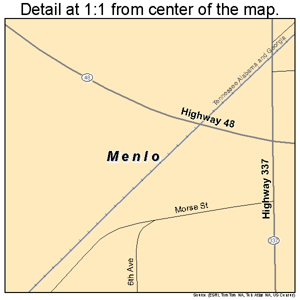 Menlo, Georgia road map detail