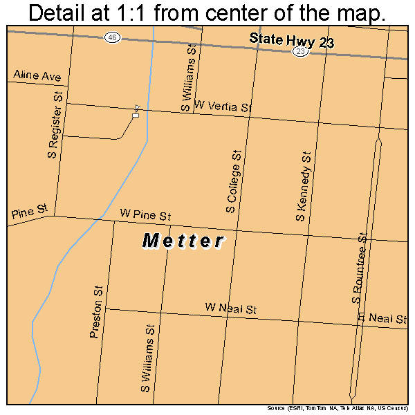Metter, Georgia road map detail