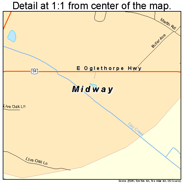 Midway, Georgia road map detail